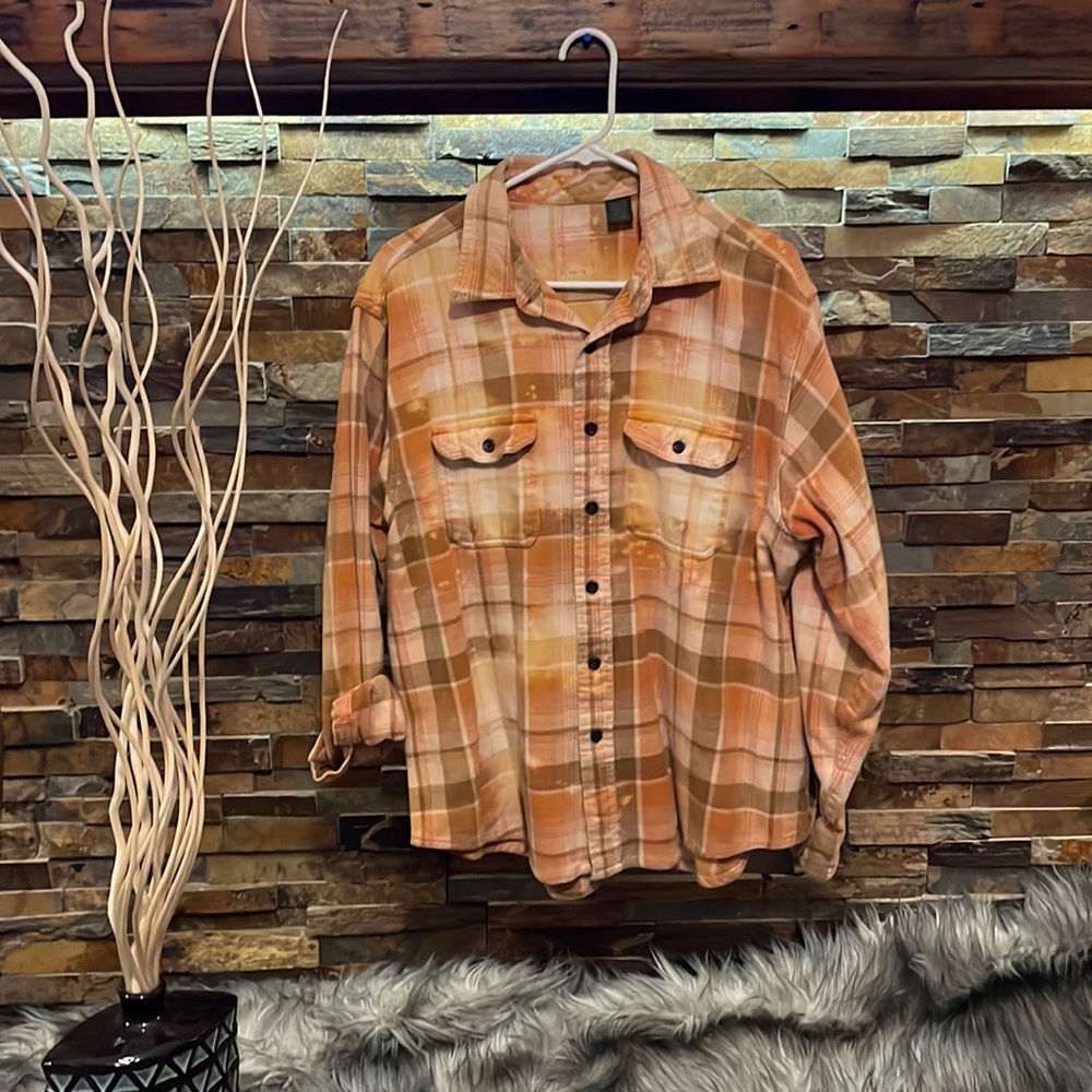 Boutique, bleached, flannel button down.